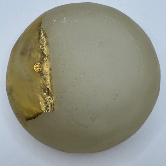 Martha Sturdy acrylic bowl with floating gold leaf in metal stand. Rare - Picture 11 of 11